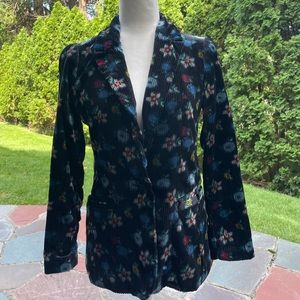 Anthropologie Velvet Floral Blazer S